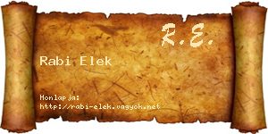 Rabi Elek névjegykártya
